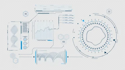Animated high-tech display for working with data Stock Footage 304818723