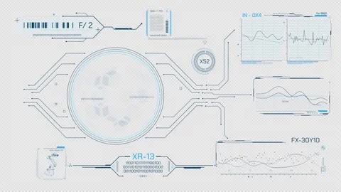 Animated high-tech interface for working with data 스톡 동영상 294667481