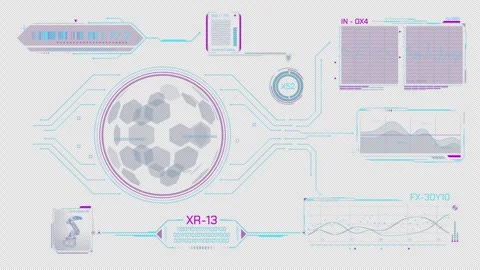 Animated high-tech interface for working with data Stock Footage 304819494
