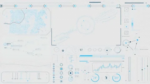 Animated high-tech screen for data collection and analysis Stock Footage 339018733