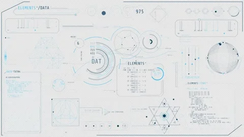 Animated high-tech screen with different data processing operations Stock Footage 339023603