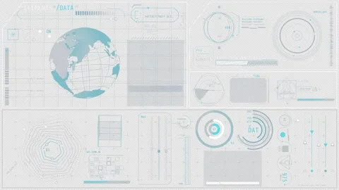 Animated high-tech screen with global data analysis Stock Footage 329321512