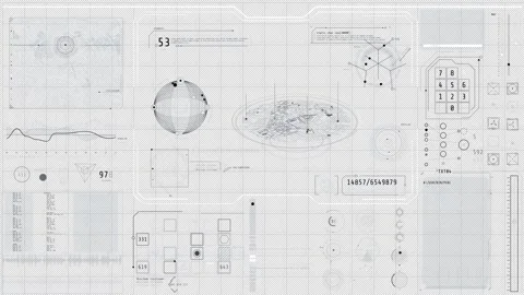 Animated high-tech screen with navigation and surveillance data Stock Footage 339025238