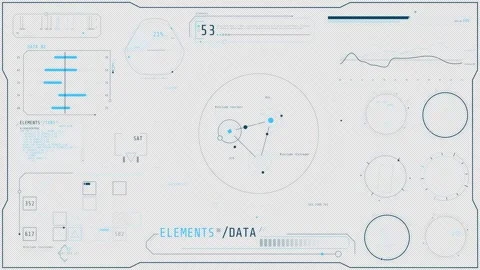 Animated high-tech screen for working with diverse data Stock Footage 301180612