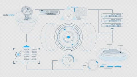 Animated high-tech screen for working with data Stock Footage 304514263