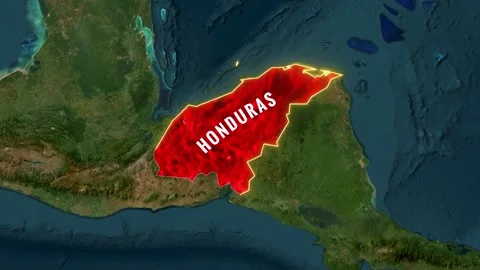 Animated highlight of the country map of Honduras with glowing borders 動画素材 345145259