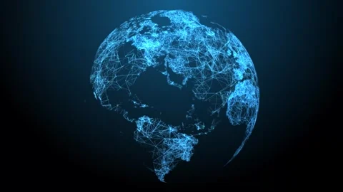 Animated holographic earth made of triangles Stock Footage 332932839