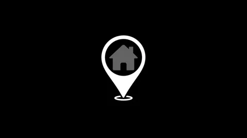 Animated Home Location Pin Map Marker Motion Graphic on Black Background Stock Footage 343689017
