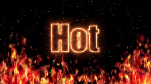 Animated Hot Text with Realistic Burning Flames and Floating Fire Embers Stock Footage 325008850