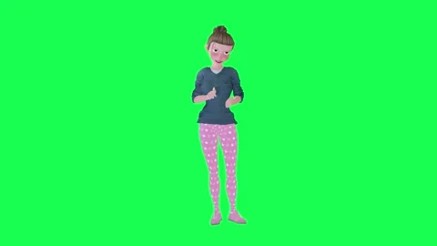 Animated Housewife using touchscreen , chroma key front angle Video stock 252662353