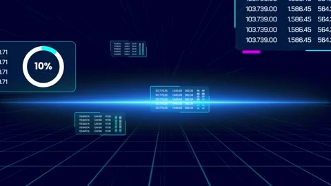 Animated HUD Circle Interface with Digital Lines and Scanners, Technology Video stock 317302714