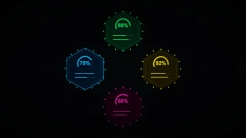 Animated HUD Data Interface with Product Comparison Infographics Stockbeeldmateriaal 334694734