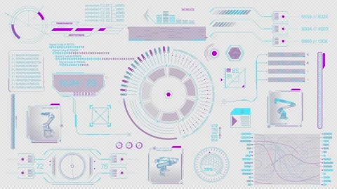 Animated HUD elements collection for high-tech interface 스톡 동영상 293002119