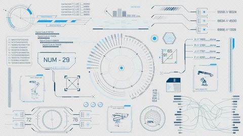 Animated HUD elements collection for high-tech interface 스톡 동영상 295360271