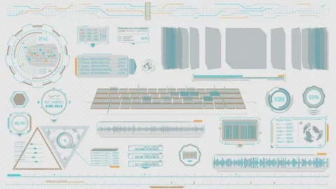 Animated HUD elements set for high-tech interface Vídeos de archivo 292984281