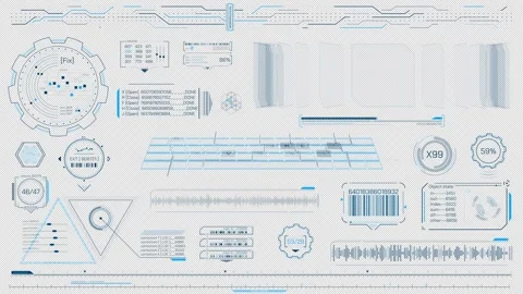 Animated HUD elements set for high-tech interface 스톡 동영상 296203520