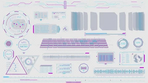 Animated HUD elements set for high-tech interface 스톡 동영상 303436308