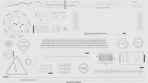 Animated HUD elements set for high-tech interface Stock Footage 303782549