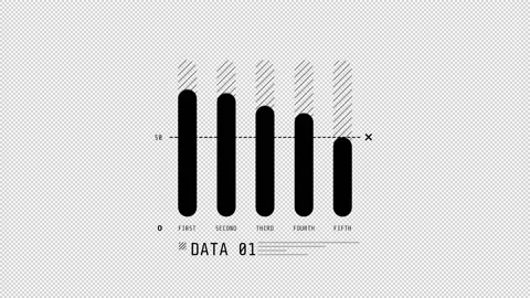 Animated HUD infographic element five columns bar chart. Stock Footage 232088800