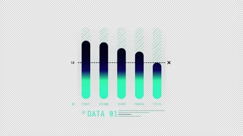 Animated HUD infographic element five columns bar chart. Stock Footage 233354227