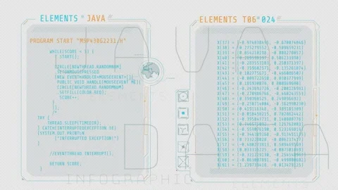 Animated HUD windows with lines of code. Stock Footage 160695212