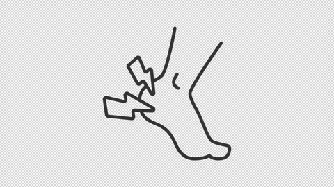 Animated human ankle with lightnings outline icon Stock Footage 345262546