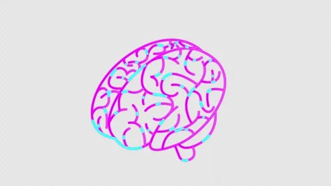 Animated Human Brain with Glowing Blue Neural Lines on Transparent Background Stock Footage 344719028