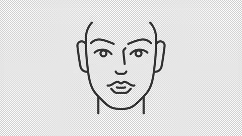 Animated human face outline icon Stock Footage 345262472