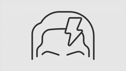 Animated human forehead with lightning symbol outline icon Stock Footage 345262453