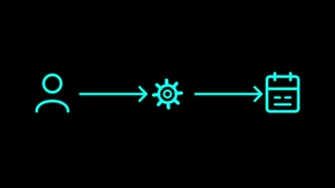 Animated Human to Gear to Document Icon Transition Video Vídeos de archivo 339381565