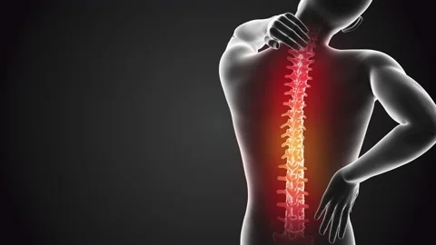 Animated Human having pain in back Stock Footage 168917606