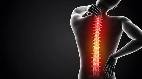Animated Human having pain in back 库存插图