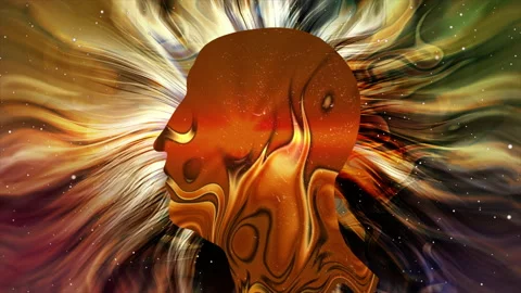 Animated human head with abstract fire effect Stock Footage 232549204