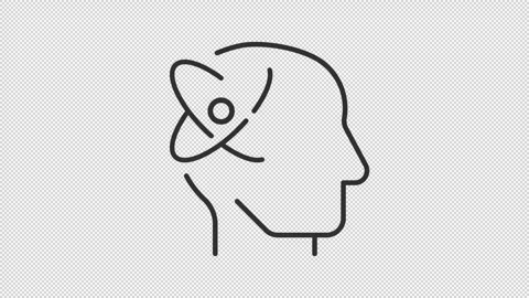 Animated human head with atomic model line icon Stock Footage 337776640