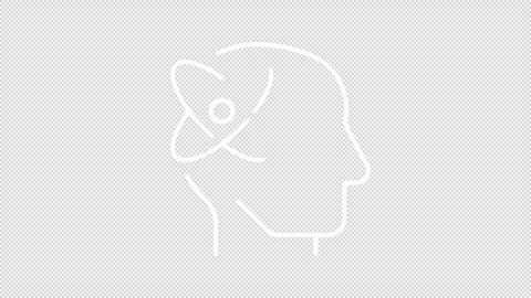 Animated human head with atomic model white line icon Stock Footage 340353753