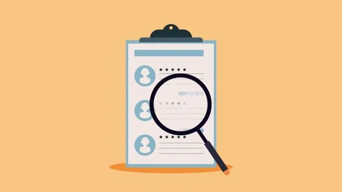 Animated human resource selection process with magnifying glass searching p.. Stock Footage 334525094