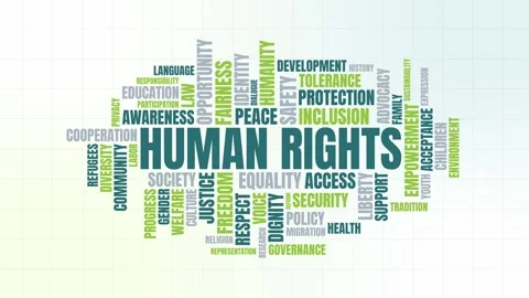 Animated human rights word cloud with typography and social equality concepts Stock-Footage 341665302