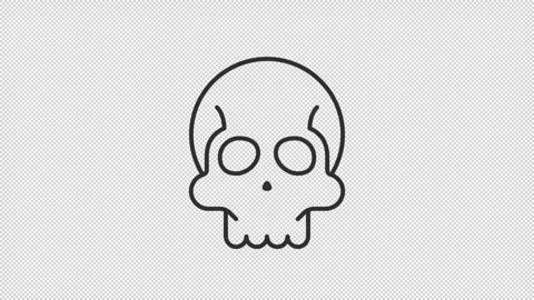 Animated human skull line icon Stock Footage 337776662