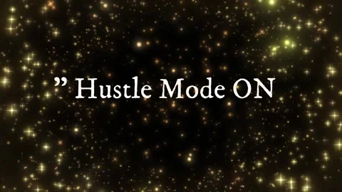 Animated Hustle Mode ON Typography with Golden Dust Particles Video stock 338330279