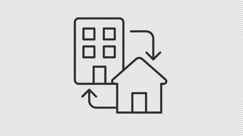 Animated hybrid work line icon Stock Footage 340288318