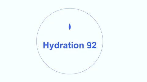 Animated hydration level indicator showing 92 percent within a circular frame Stock Footage 323919847
