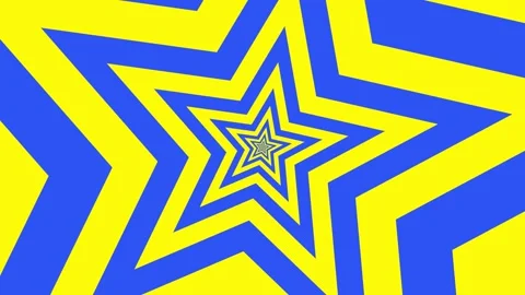 Animated hypnotic star tunnel background, blue and yellow stripes, seamless loop Stock Footage 310047218