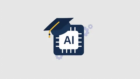 Animated Icon Artificial Intelligence Education and Certification - Transparent Stock Footage 338077112