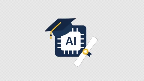 Animated Icon Artificial Intelligence Education and Certification - Transparent Stock Footage 338077122
