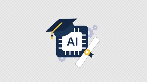 Animated Icon Artificial Intelligence Education and Certification - Transparent Stock Footage 338077124