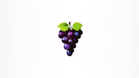 An animated icon of a bunch of grapes isolated on a white screen. Stock Footage 285079631