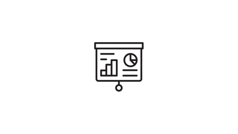 Animated Icon business presentation projector screen with charts Stock Footage 254126396