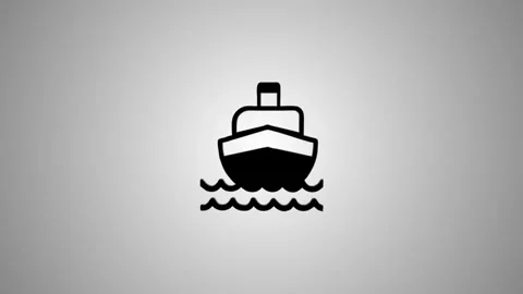 Animated icon of a cargo ship moving on wavy water, with a shiny reflection.. Stock-Footage 346490974