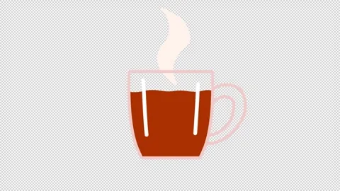 Animated icon of a cup of tea with evaporating steam. Stock Footage 282726106