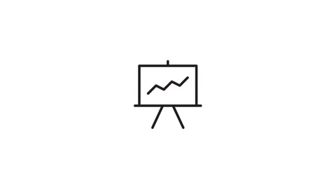 Animated Icon data presentation line chart on easel 스톡 동영상 254126475
